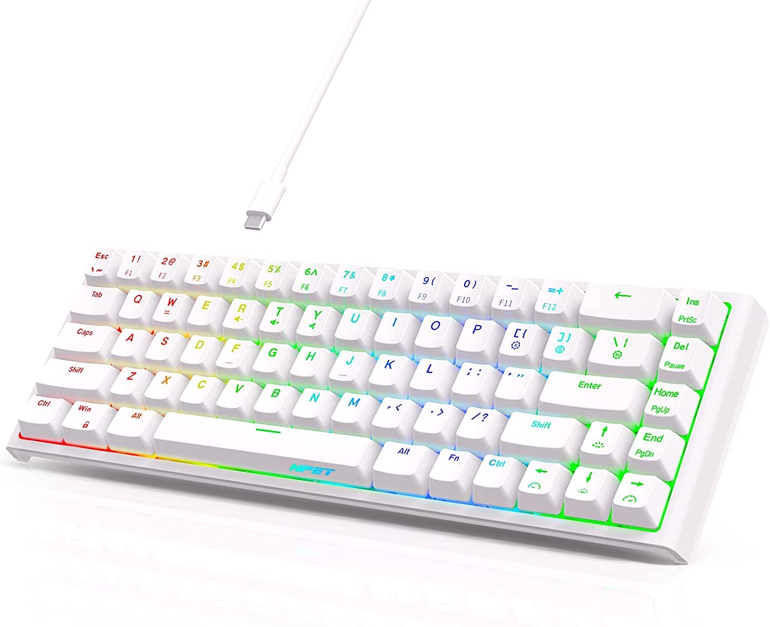 Amazon | NPET K62 RGB Mini 小型 60%メンブレンゲームキーボード 超